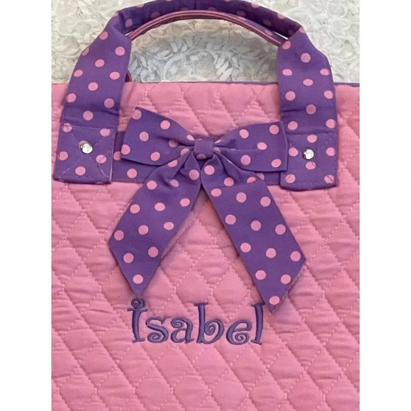 Belvah Beauty Quality Quilted Satiny Travel Garment Bag Isabel Embroidered Pink - Picture 3 of 16